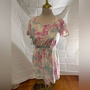 Lazy Sundays Tie-Dye Midi Dress - Pink and Blue